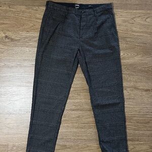Pull & Bear Grey & Black Plaid Tailored Slack Pants